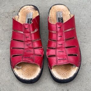 JOSEF SEIBEL SIZE EU42 RED LEATHER SANDALS